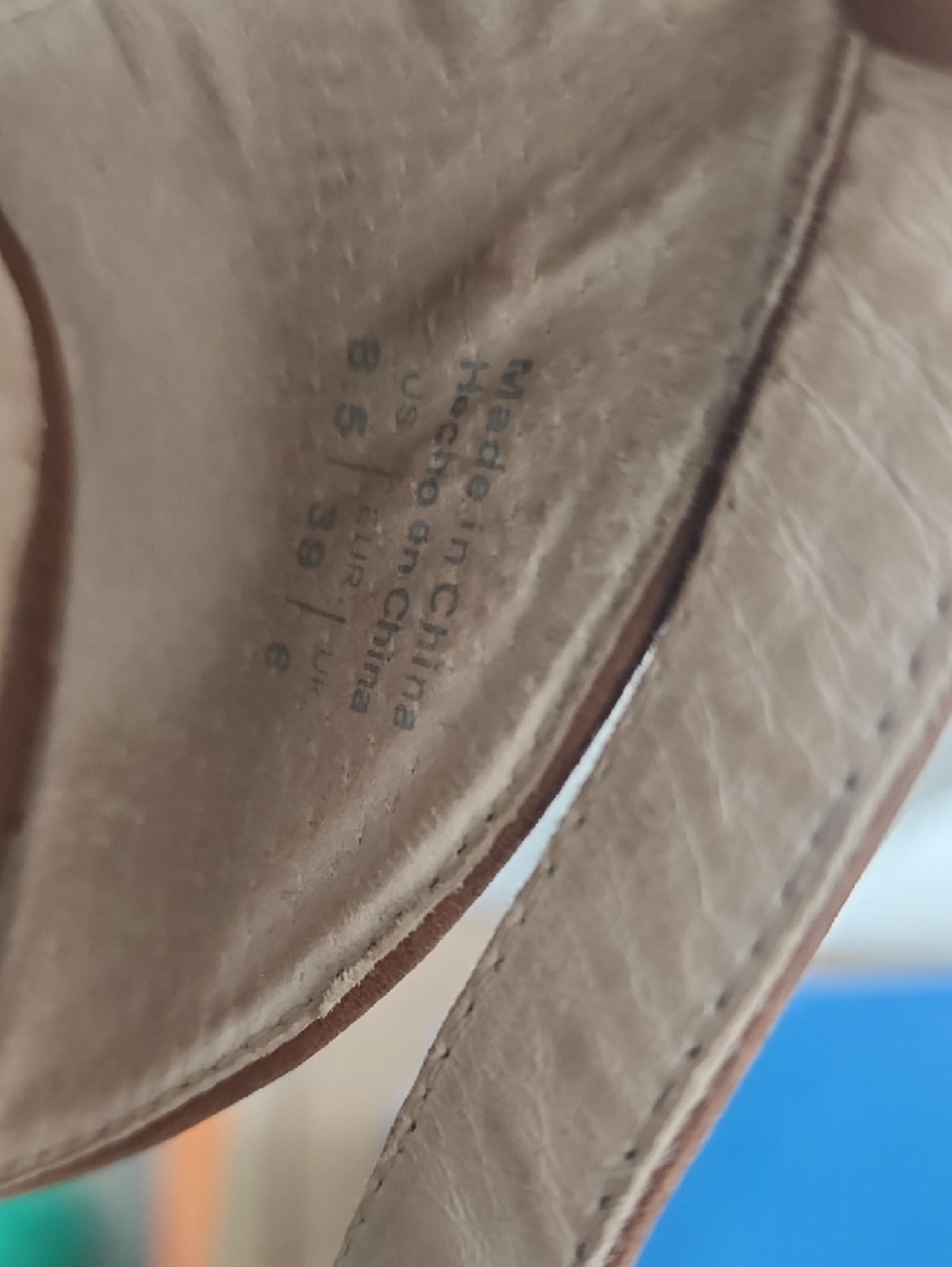 Aldo Tan Wedge Sandals with Yellow & Blue Straps - Picture 9 of 9